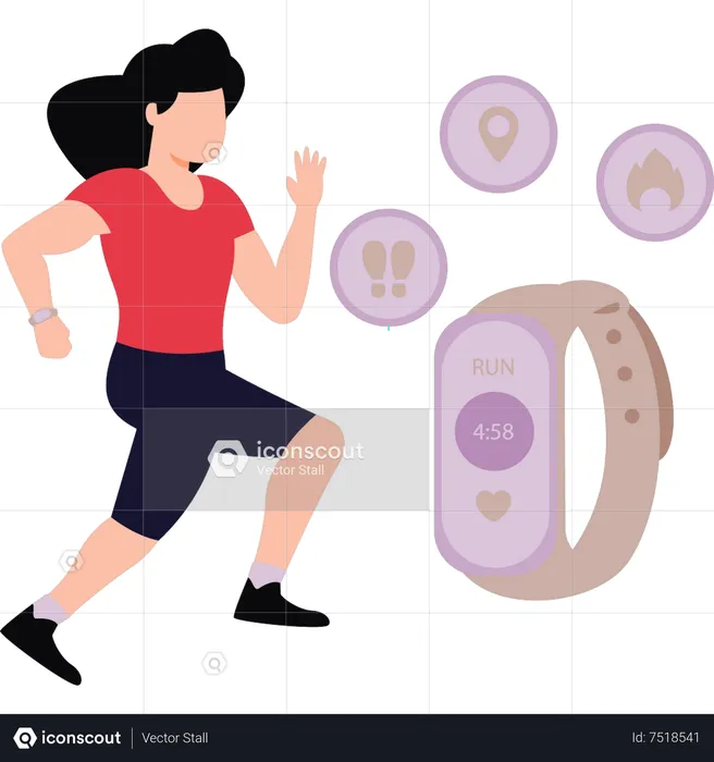 Young girl doing running exercise  Illustration