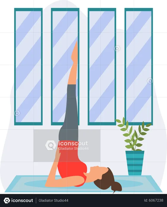 Young Girl Doing Sarvangasana In Home  Illustration