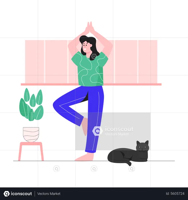 Young Girl doing stretching  Illustration