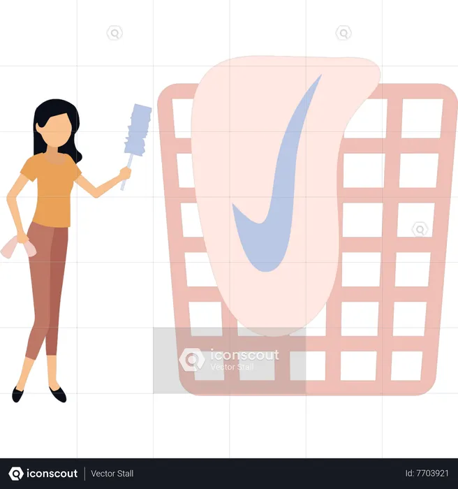 Young girl drying cloths  Illustration