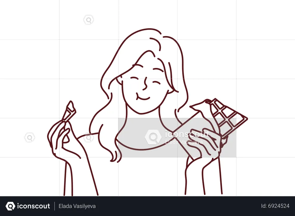 Young girl eating chocolate  Illustration