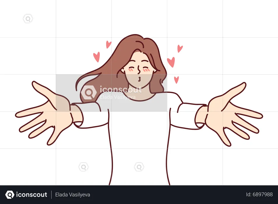 Young girl  falling in love  Illustration