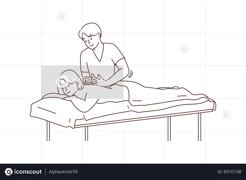 Young girl getting back massage  Illustration