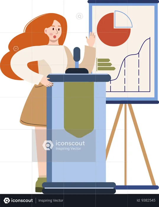 Young girl giving business presentation  Illustration