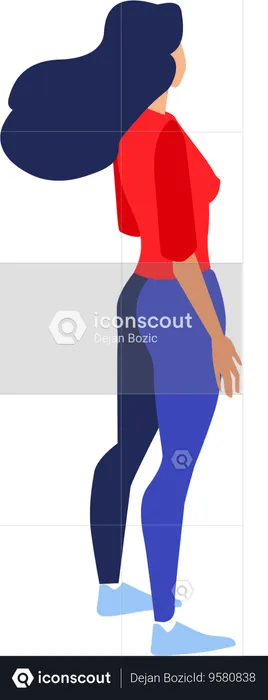 Young girl giving standing pose  Illustration