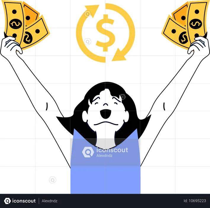 Young girl happy for wealth  Illustration