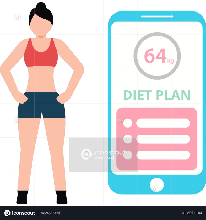 Young girl has a diet plan  Illustration