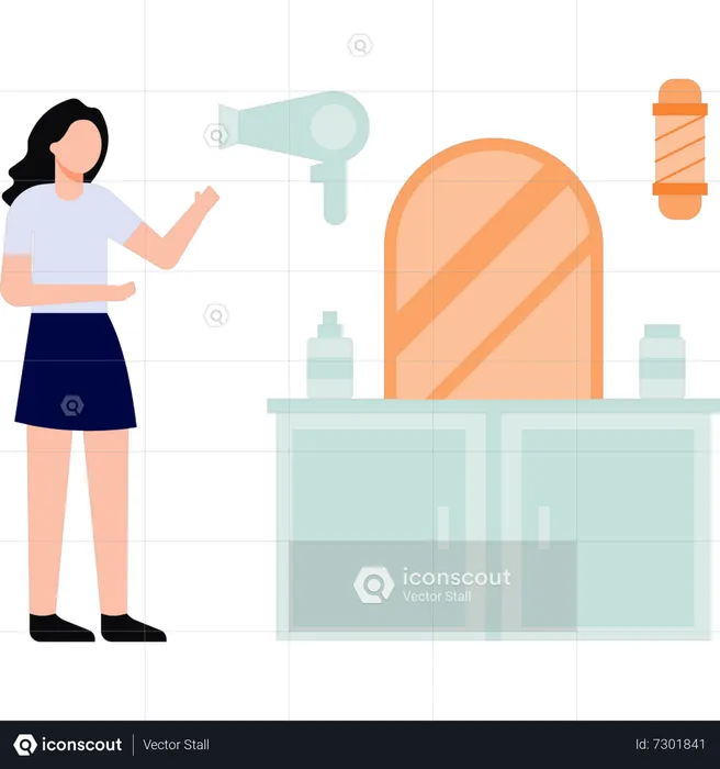 Young girl has beautician business  Illustration