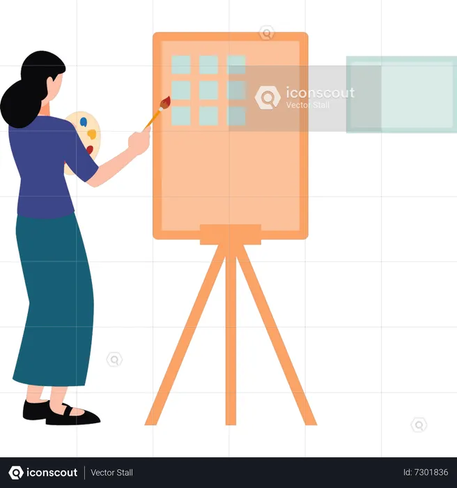 Young girl has painting business  Illustration