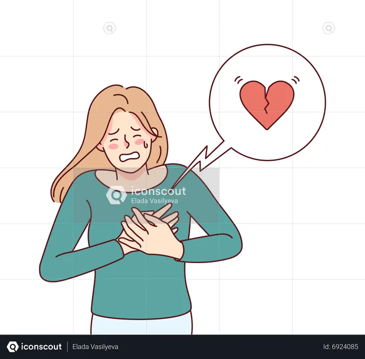 Young girl having heart pain  Illustration