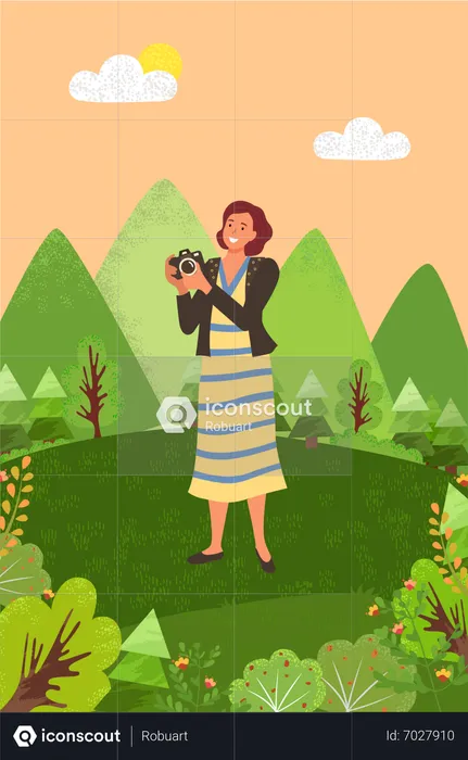 Young girl holding camerafor photoshoot  Illustration