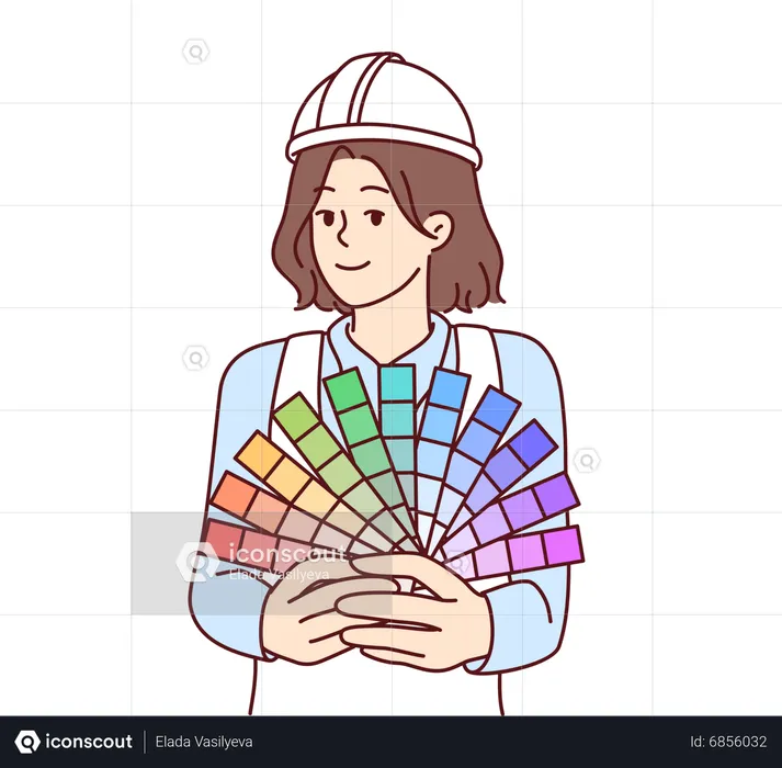 Young girl holding color palette  Illustration