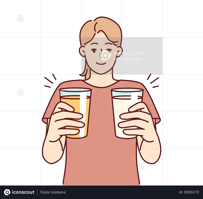 Young girl holding two glass  Illustration