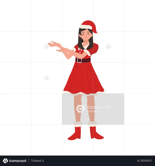 Young Girl in Santa Claus Outfit  Illustration