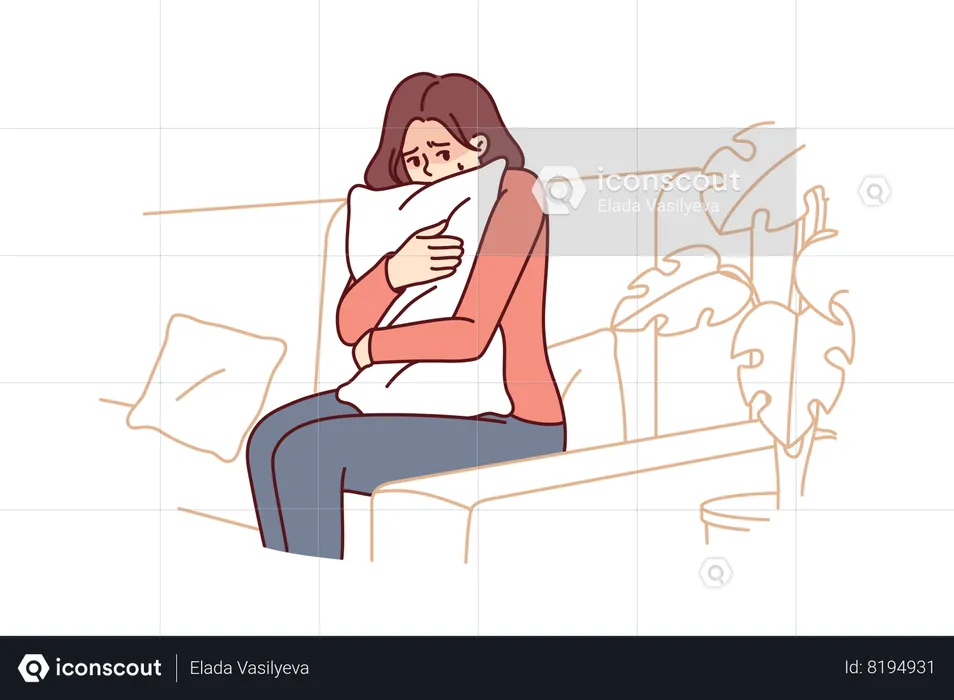 Young girl is crying  Illustration