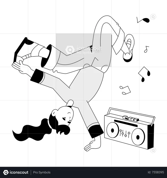 Young girl is dancing  Illustration
