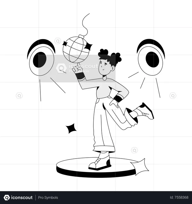 Young girl is dancing in party  Illustration