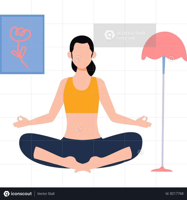 Young girl is doing yoga  Illustration