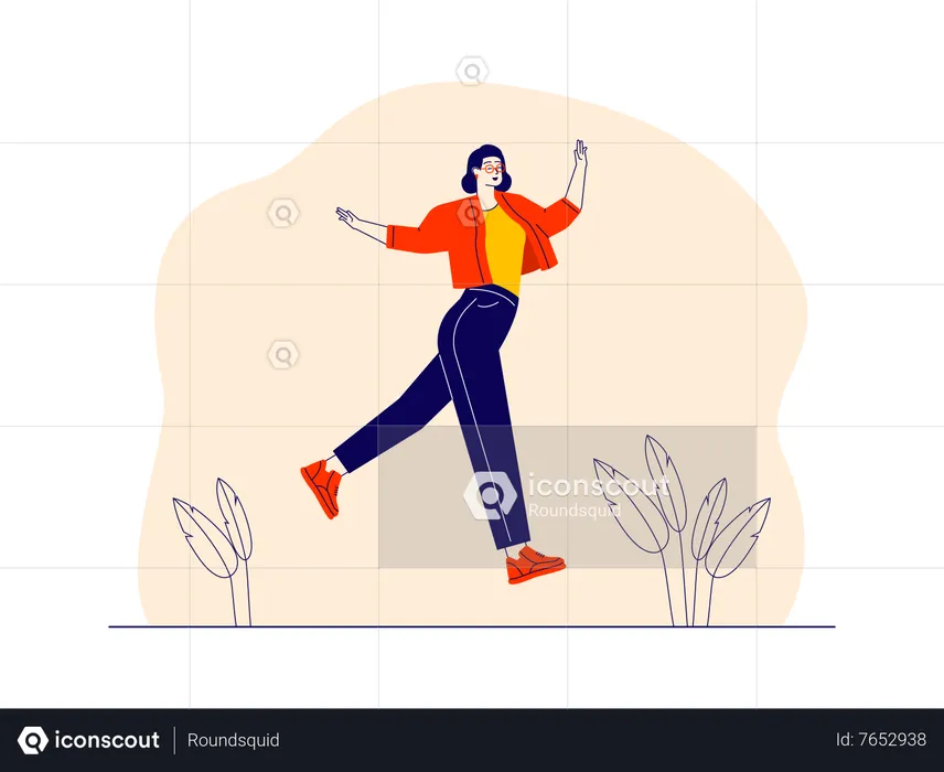 Young girl jumping in the air  Illustration