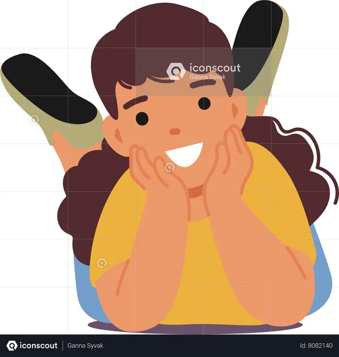 Young Girl Lies On Stomach  Illustration