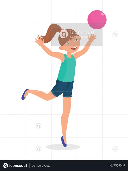 Young girl playing ball  Illustration