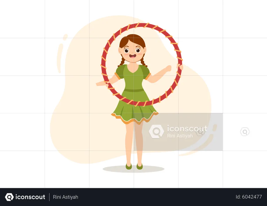 Young girl Playing Hula Hoop  Illustration