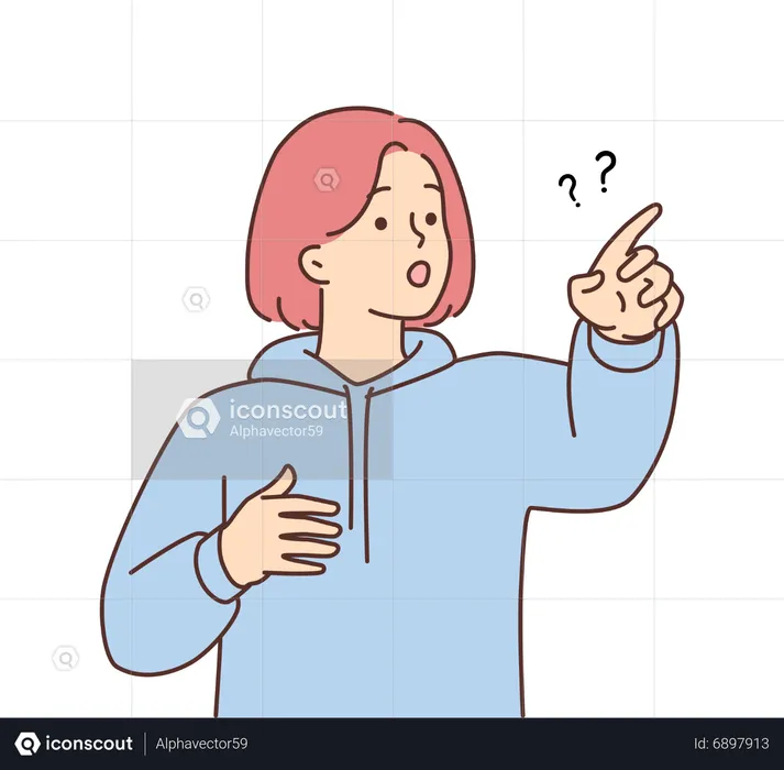 Young girl pointing something  Illustration