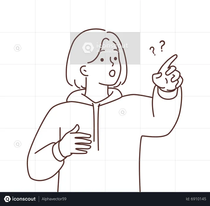Young girl pointing something  Illustration