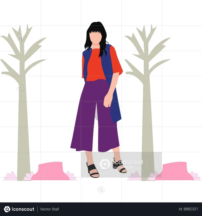 Young girl posing outdoors  Illustration