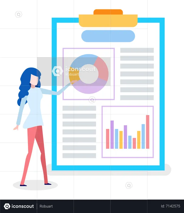 Young girl representing business report  Illustration