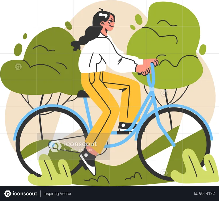 Young girl ride cycle  Illustration