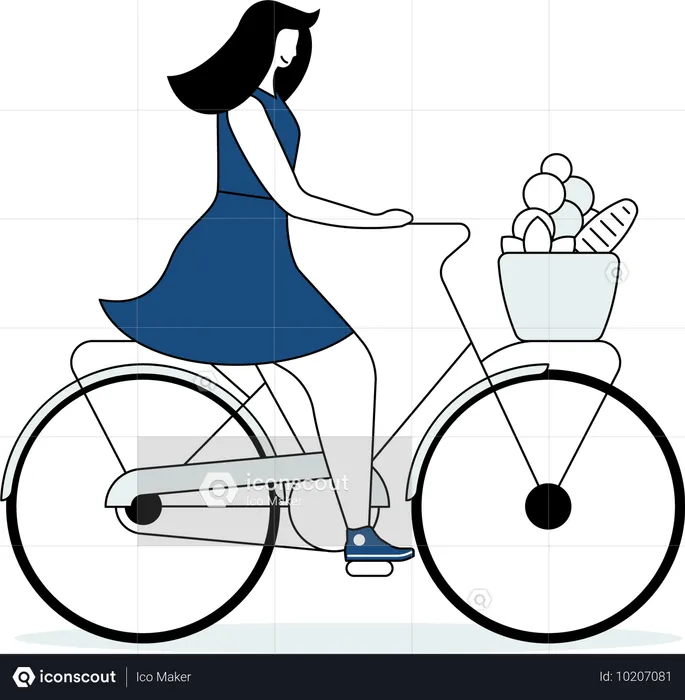 自転車に乗る少女  イラスト