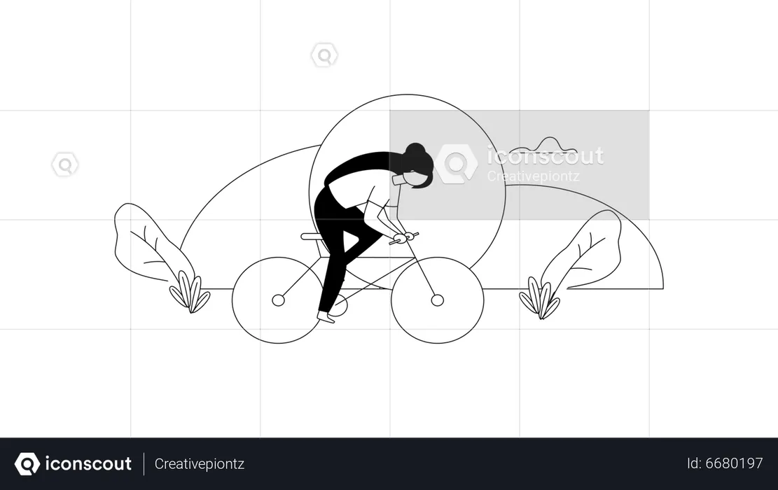 Young girl riding Cycle  Illustration