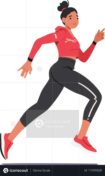 Young Girl Runner Athlete Character Determined And Swift  Illustration