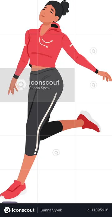 Young Girl Runner with her relentless spirit  Illustration