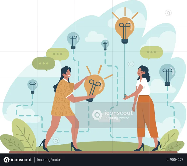 Young girl sharing business idea  Illustration