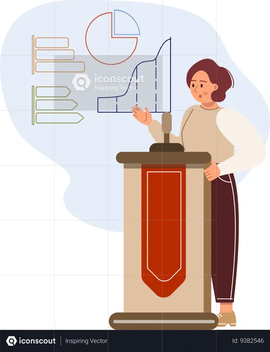 Young girl showing business presentation  Illustration