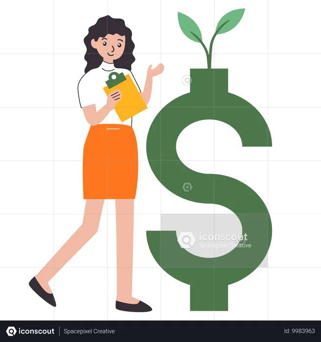 Young girl showing Financial Growth  Illustration