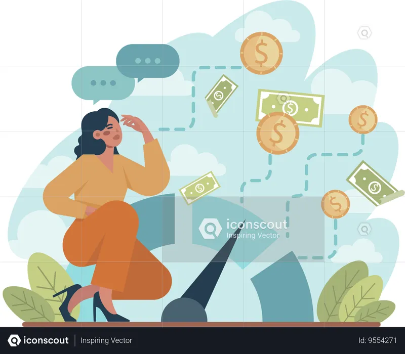 Young girl showing financial performance  Illustration