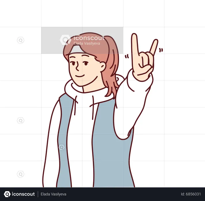 Young girl showing rock hand  Illustration