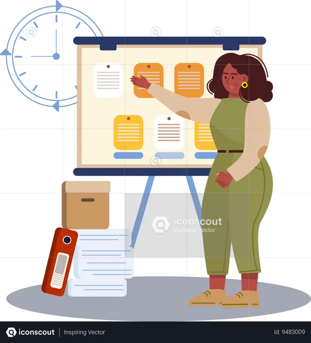 Young girl showing work task  Illustration