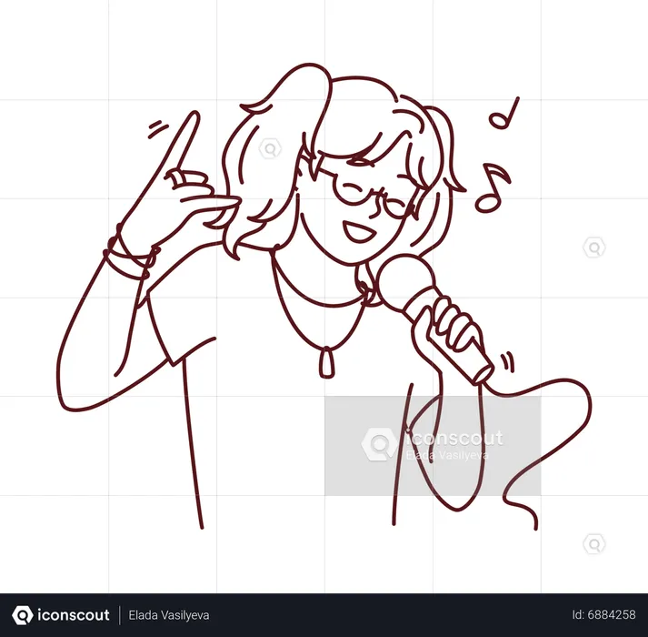 Young girl singing song  Illustration