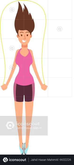 Young girl skipping exercise  Illustration