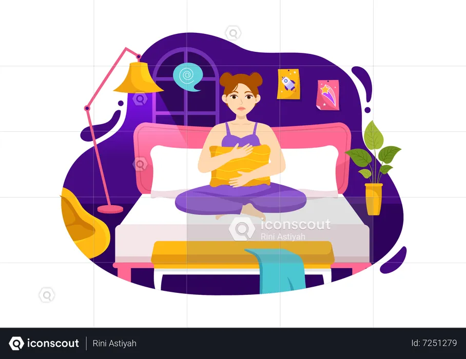 Young girl suffering from sleep disorder  Illustration