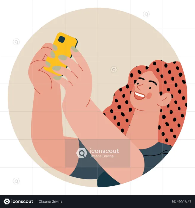 Young Girl taking selfie  Illustration