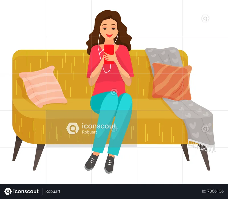 Young girl talking on video call  Illustration