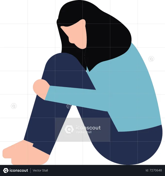 Young girl under stress  Illustration