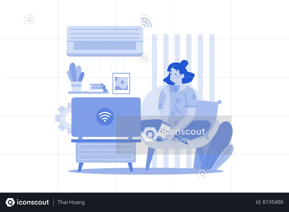 Young Girl Use Smart Appliances In Home  Illustration