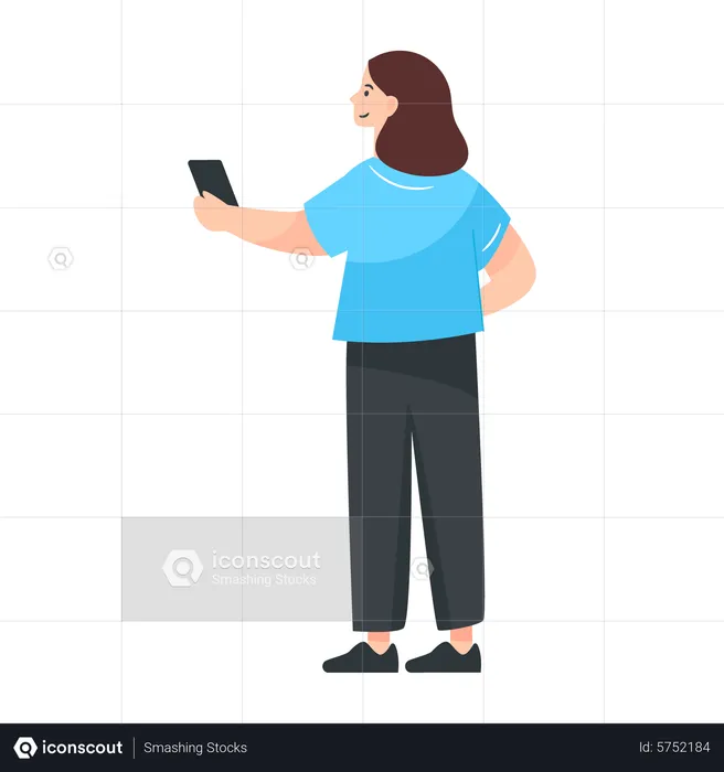 Young Girl using mobile  Illustration