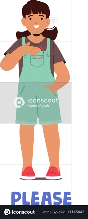 Young Girl Using Sign Language To Indicate Please  Illustration